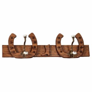 C150148 Coat Rack Horseshoe 2 Hooks Oak