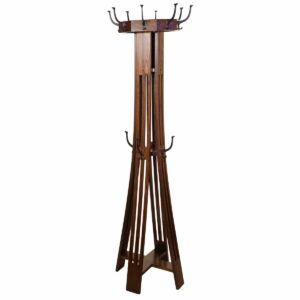 H018225 Hall Tree Slatted Mission WRevolving Top Oak