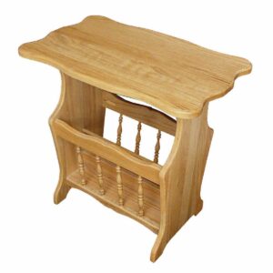 M010921 Magazine Stand w scalloped top oak