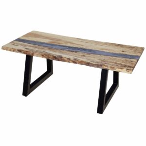 R060000BM Richelie Coffee Table Brown Maple With Battleship Grey & Pearl Epoxy
